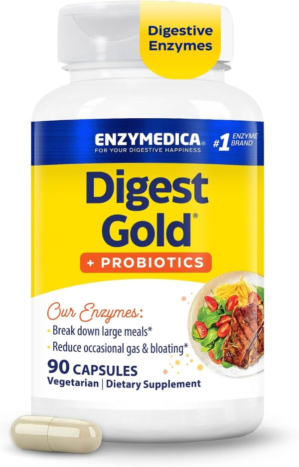Enzymedica Digest Gold + Probiotics - Helps Gas & Bloating - 90 Caps