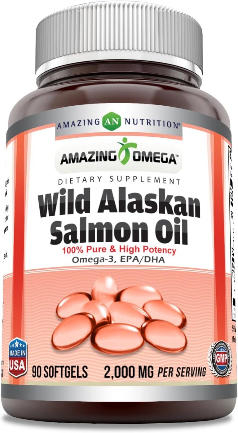 Amazing Omega Wild Alaskan Salmon Oil 2000mg Per Serving Softgels Supplement (90)