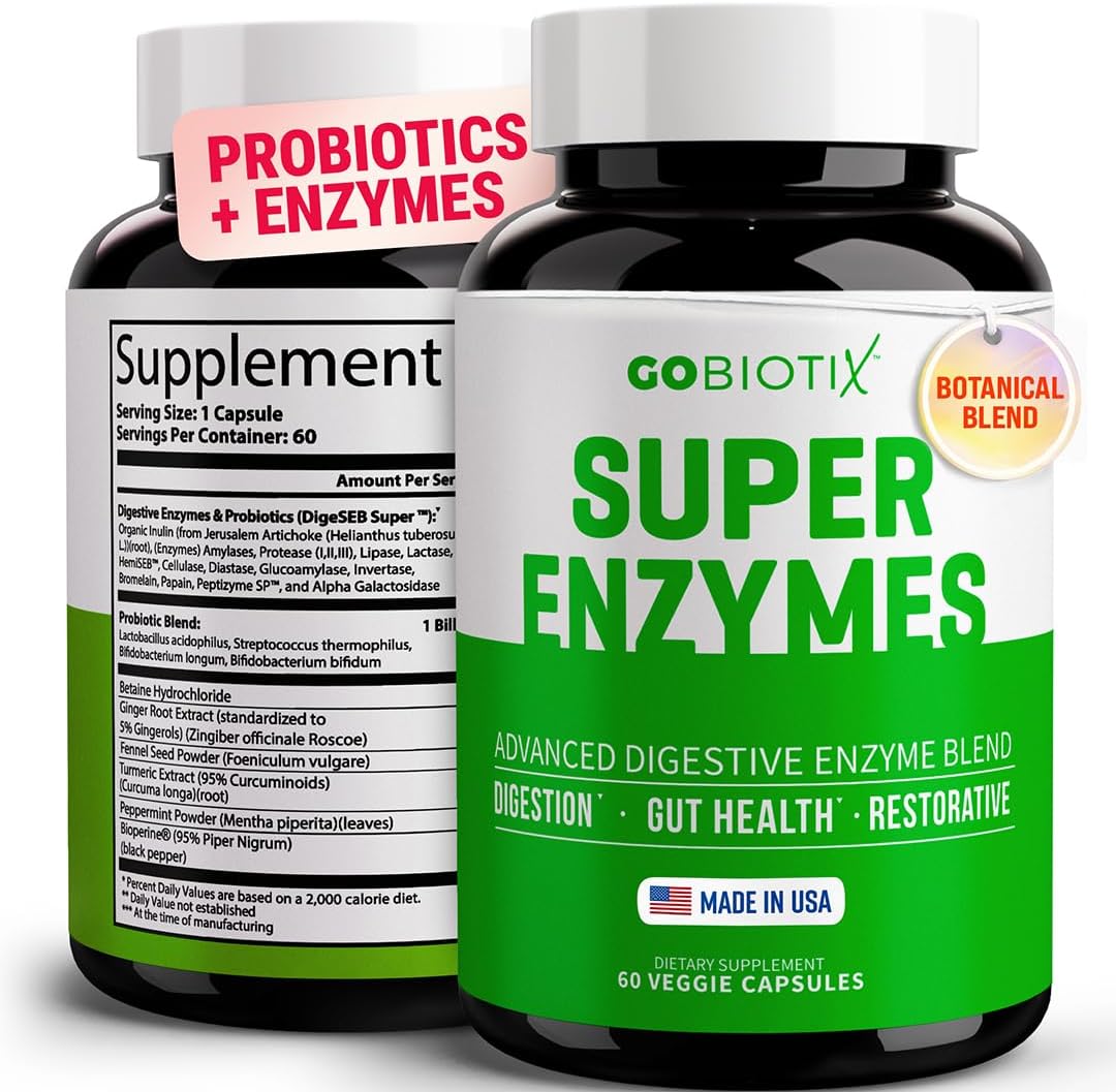 GoBiotix Digestive Enzymes Supplement with Prebiotics and Probiotics for Women and Men – Gut Health,
