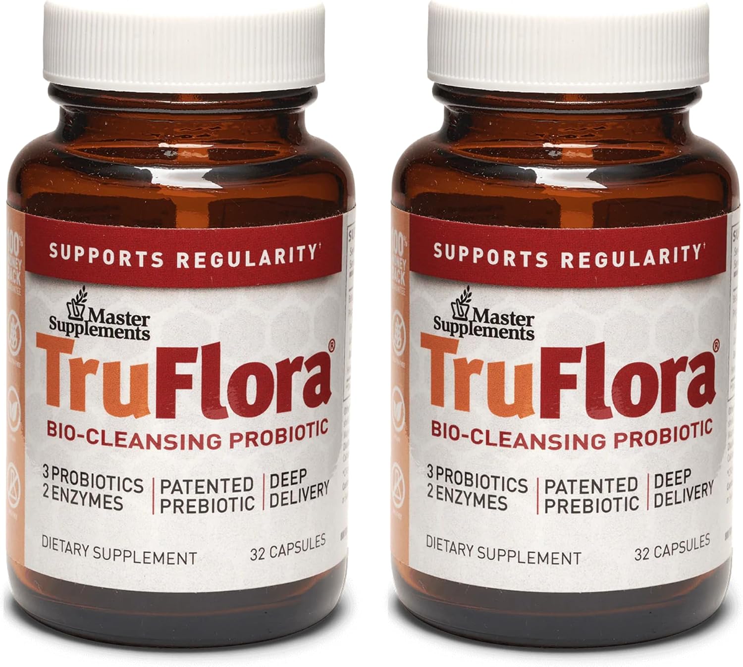 Master Supplements TruFlora – 32 Capsules, Pack of 2 – Blend of Probiotics & Enzymes