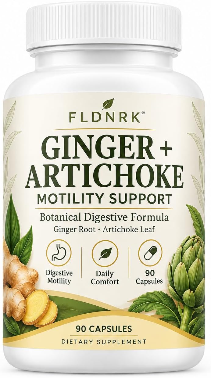 Ginger and Artichoke Supplement, Ginger Artichoke Supplement for Digestive Motility Support, 90 Vegetable