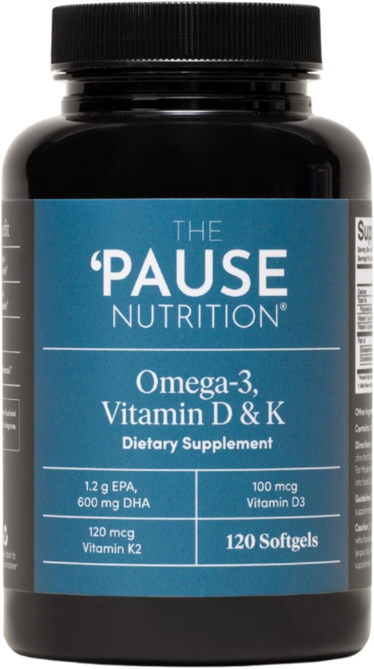 The 'Pause Life Omega 3, Vitamin D3 & K2 Fish Oil Supplement, 120 Softgels